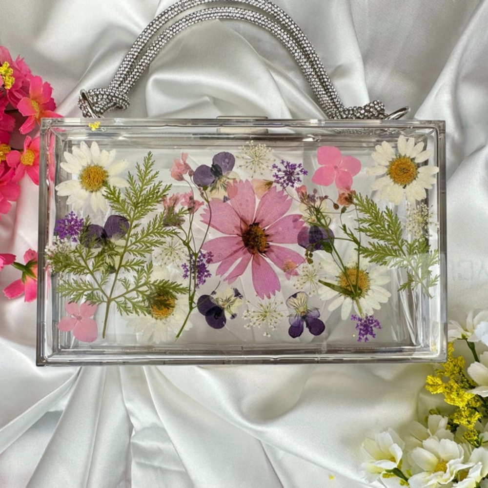 Crystal Floral Epoxy Clutch