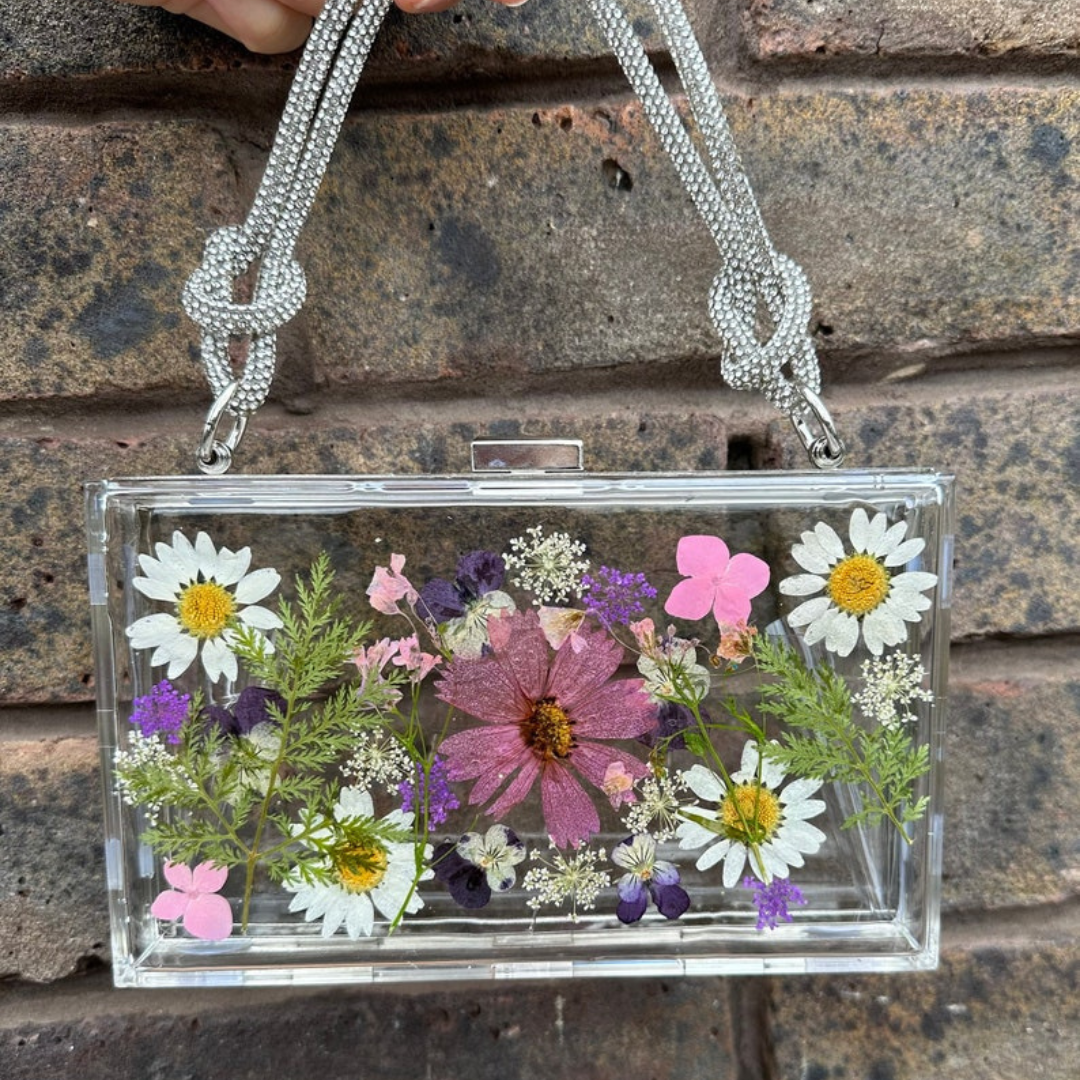 Crystal Floral Epoxy Clutch