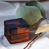 Burnt Oak Orange Resin Ring box thumbnail