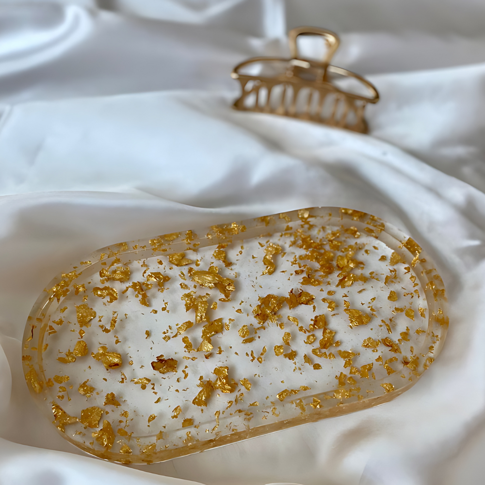 Translucent Gold foil Epoxy Jewelry Dish