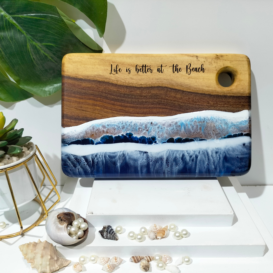 Personalized Olive Wood + Resin Serving Board
