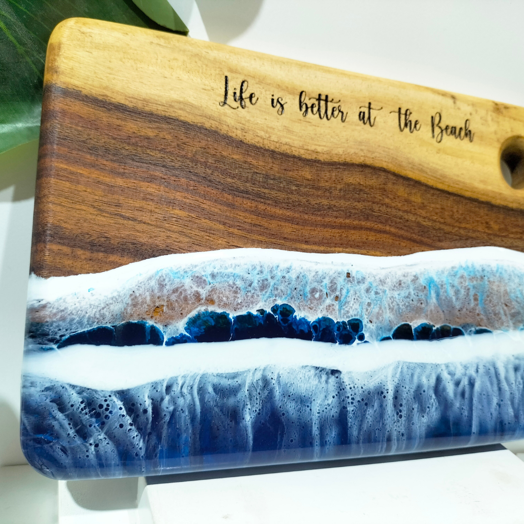 Personalized Olive Wood + Resin Serving Board