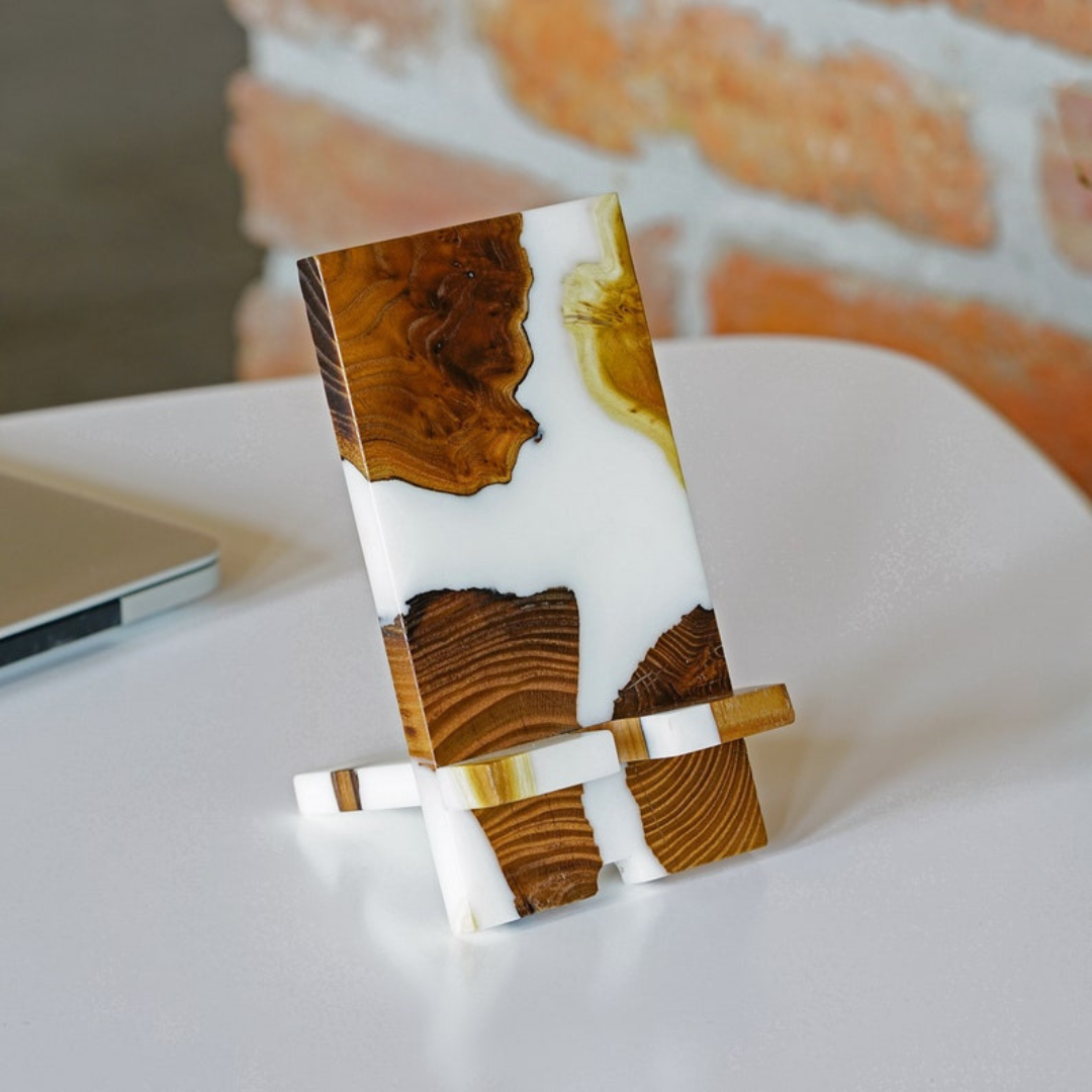 Applewood Epoxy Phone Stand
