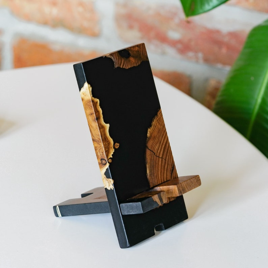 Applewood Epoxy Phone Stand