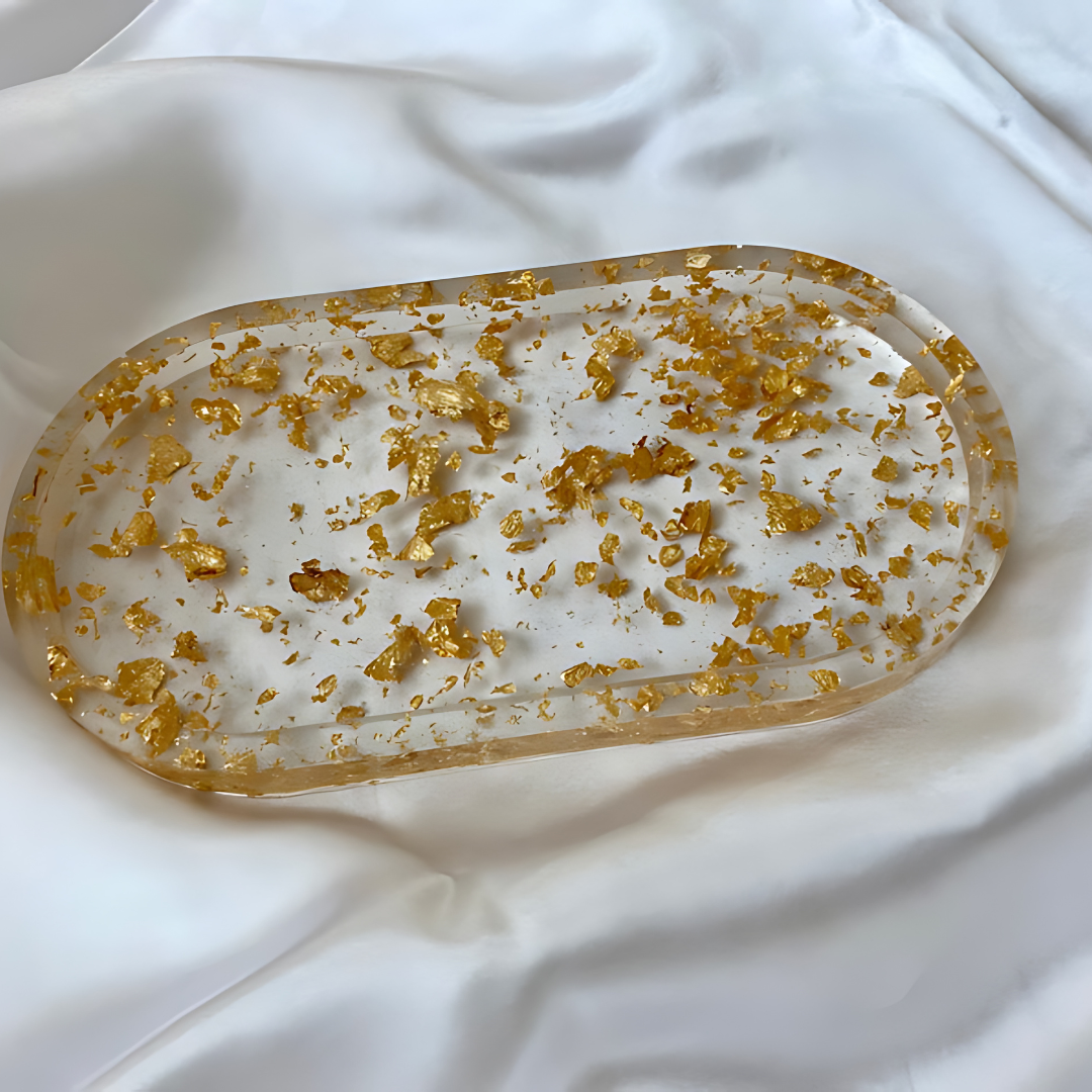 Translucent Gold foil Epoxy Jewelry Dish