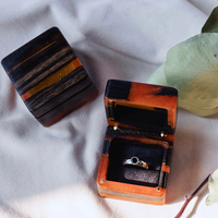 Burnt Oak Orange Resin Ring box thumbnail