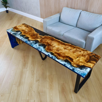 Resin Waterfall Long Table with Matel legs thumbnail