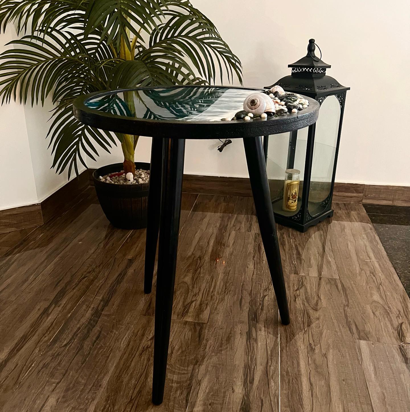 Custom Black Ocean Resin Coffee Table