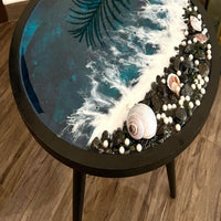 Custom Black Ocean Resin Coffee Table thumbnail