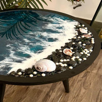 Custom Black Ocean Resin Coffee Table thumbnail