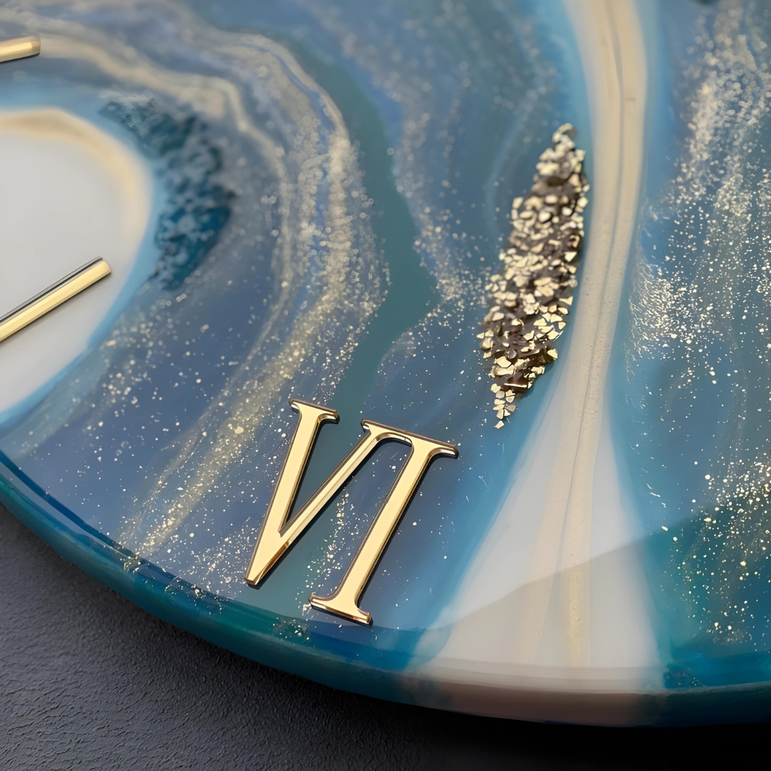 Blue Gold Resin Wall clock