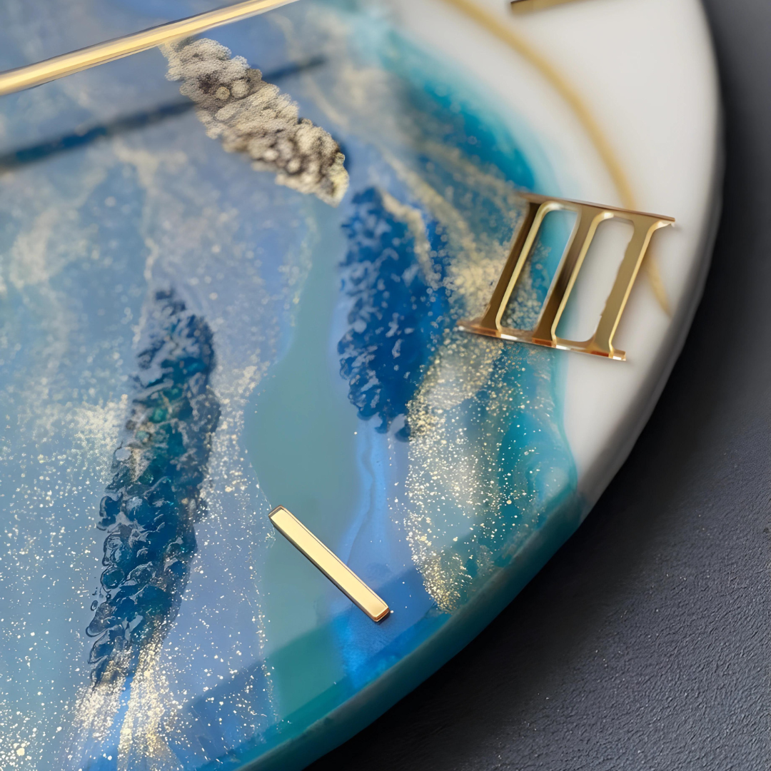 Blue Gold Resin Wall clock