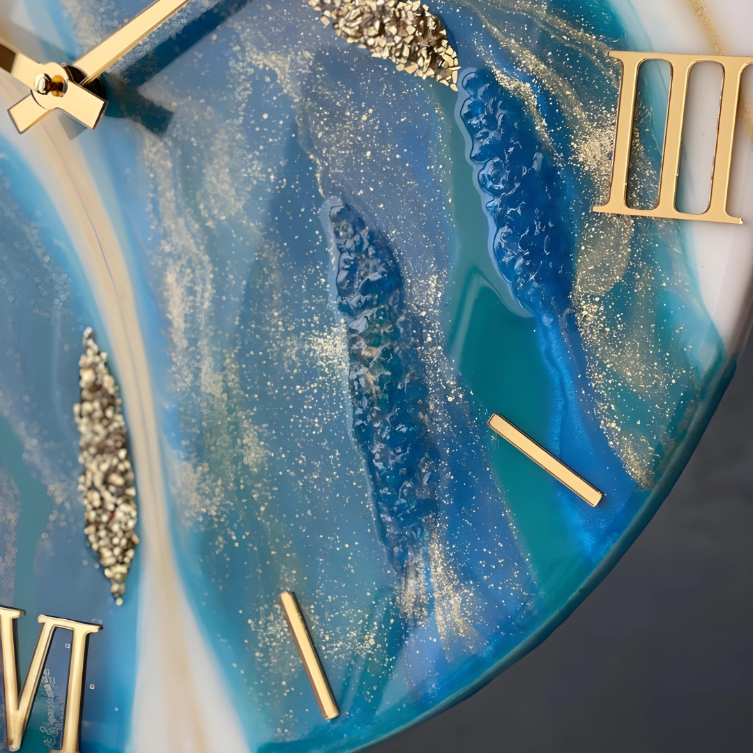 Blue Gold Resin Wall clock