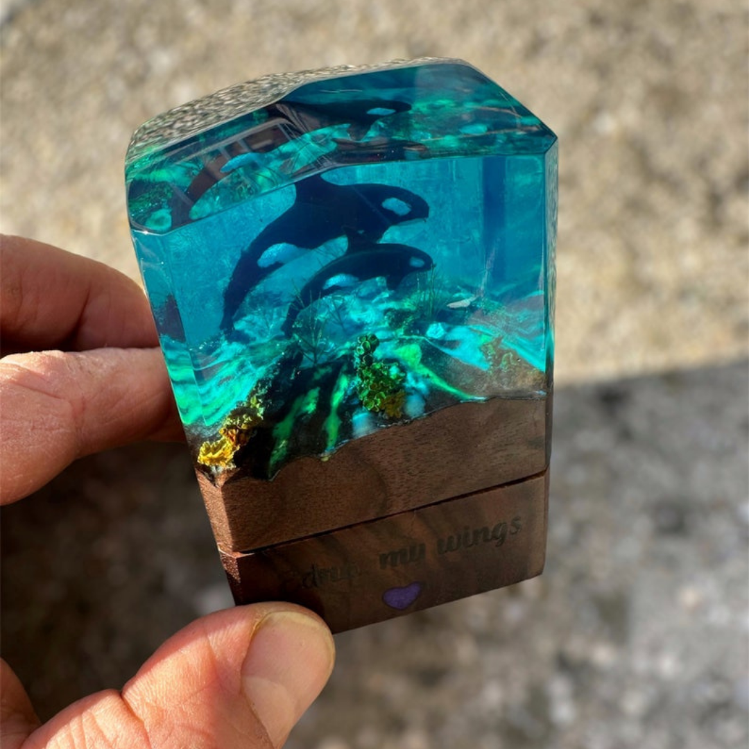 Dolphin Couple Epoxy Ring Box