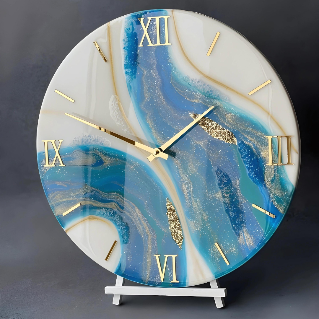 Blue Gold Resin Wall clock
