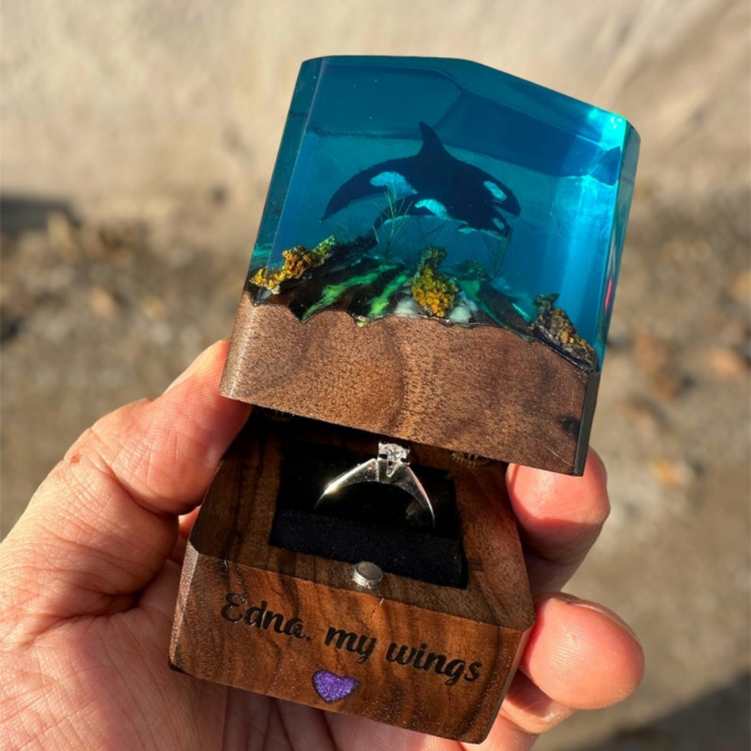 Dolphin Couple Epoxy Ring Box