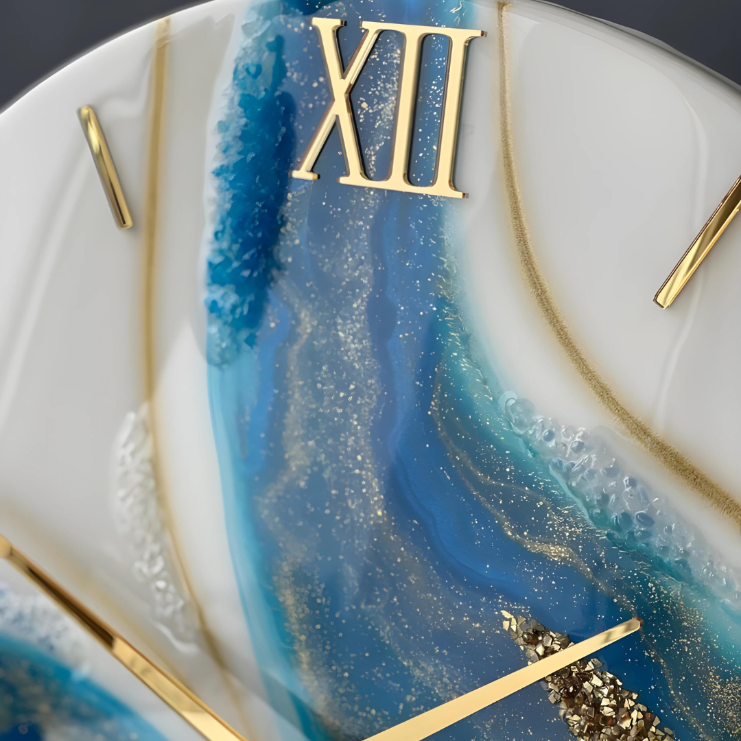 Blue Gold Resin Wall clock
