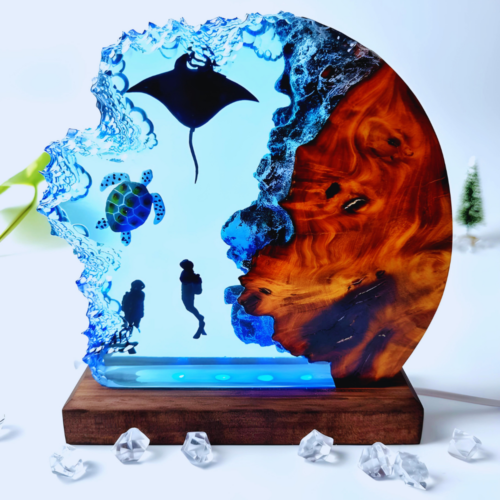 Undersea Ocean Blue Resin Lamp