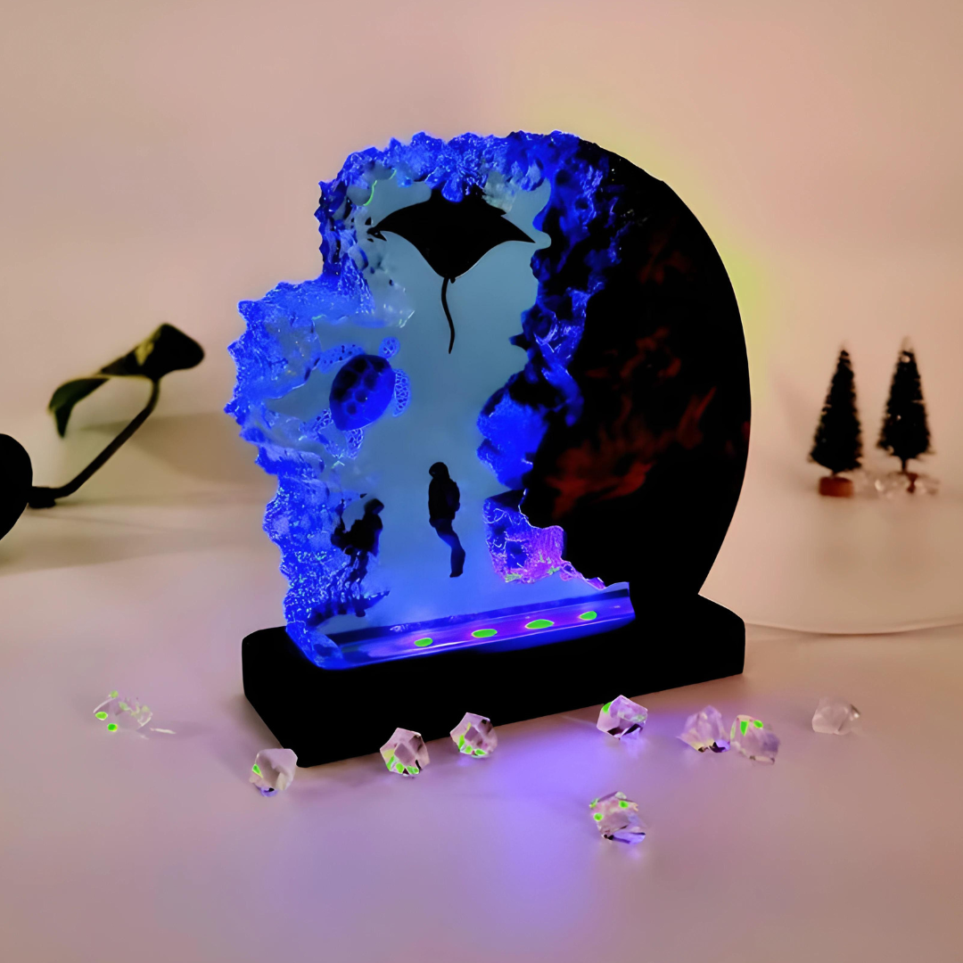 Undersea Ocean Blue Resin Lamp