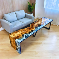 Resin Waterfall Long Table with Matel legs thumbnail