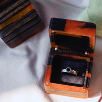 Burnt Oak Orange Resin Ring box thumbnail
