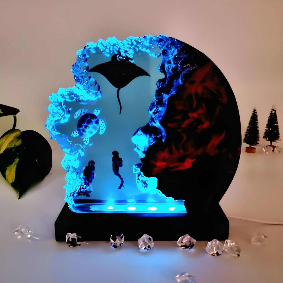 Undersea Ocean Blue Resin Lamp