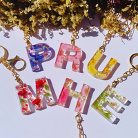 Floral Letter Epoxy Key Rings thumbnail