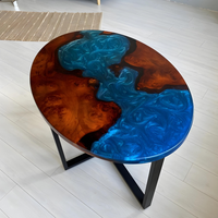 Custom Made Ocean Epoxy Resin Oval Table thumbnail