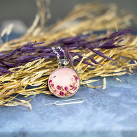 Dried Small Flowers- Floral Art Epoxy Pendant thumbnail
