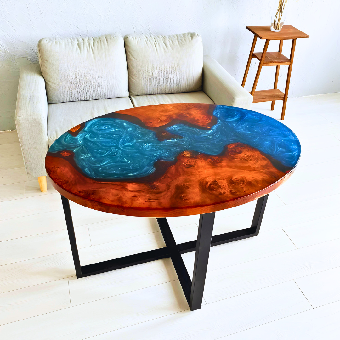 Custom Made Ocean Epoxy Resin Oval Table