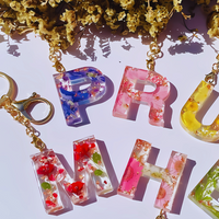 Floral Letter Epoxy Key Rings thumbnail