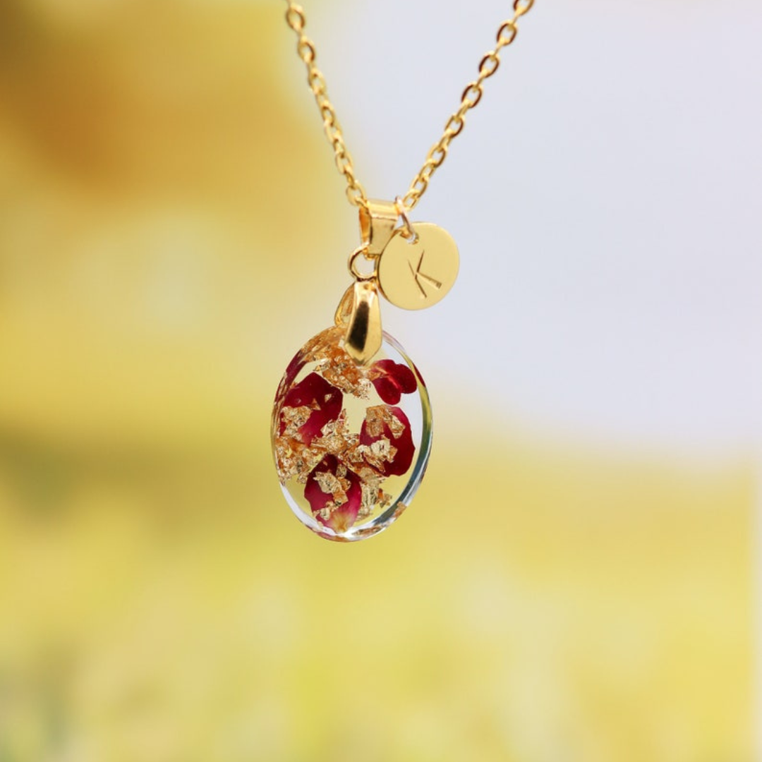 Custom made with Letter- Floral Art Epoxy Pendant