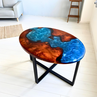Custom Made Ocean Epoxy Resin Oval Table thumbnail