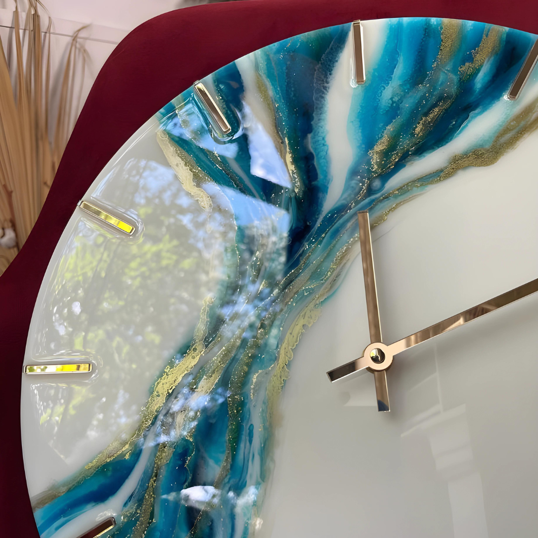 White and Blue wave Epoxy Clock