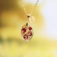 Custom made with Letter- Floral Art Epoxy Pendant thumbnail