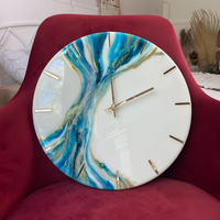 White and Blue wave Epoxy Clock thumbnail