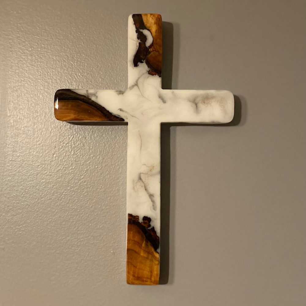 Live Edge Epoxy Cross Sign