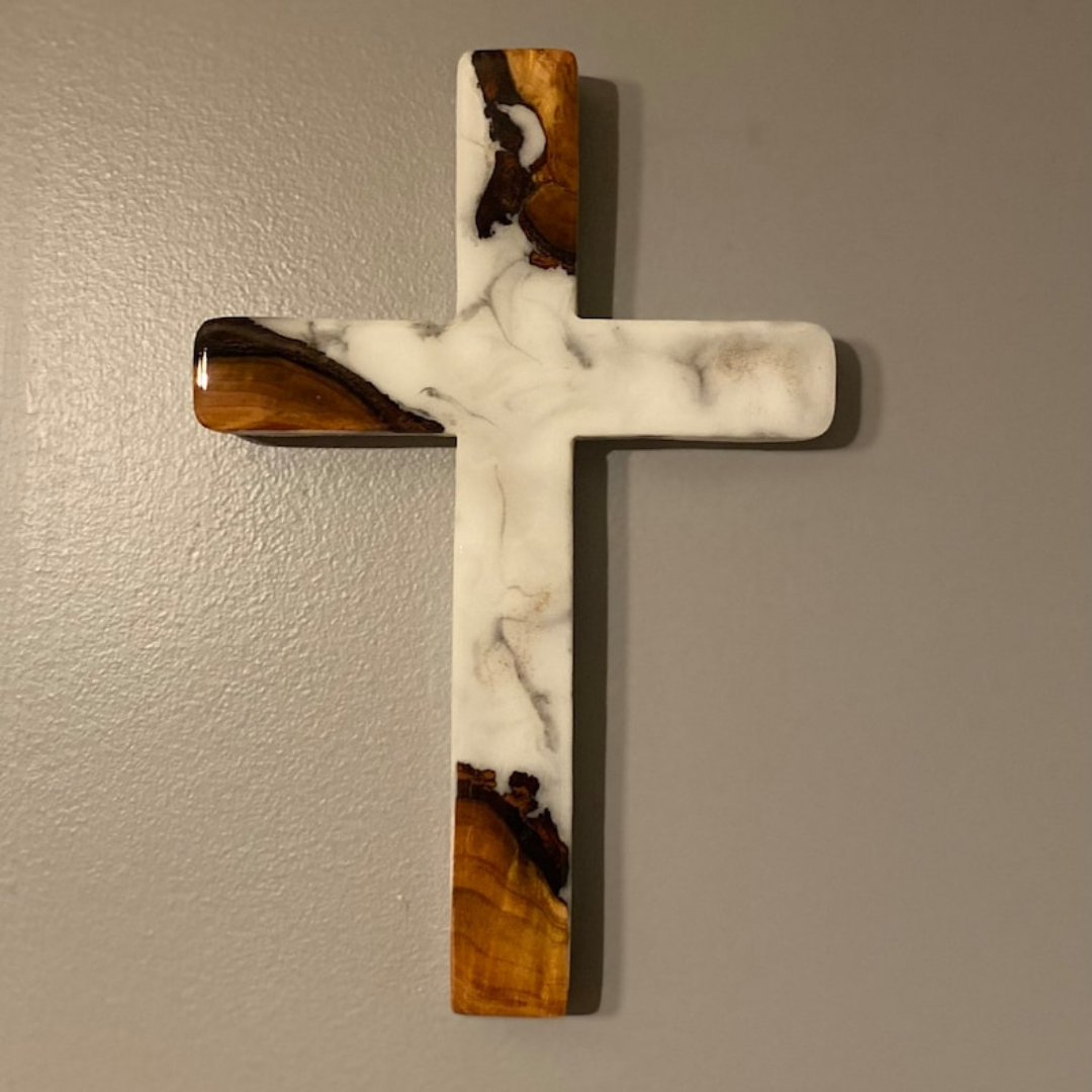 Live Edge Epoxy Cross Sign