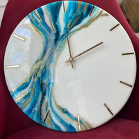 White and Blue wave Epoxy Clock thumbnail