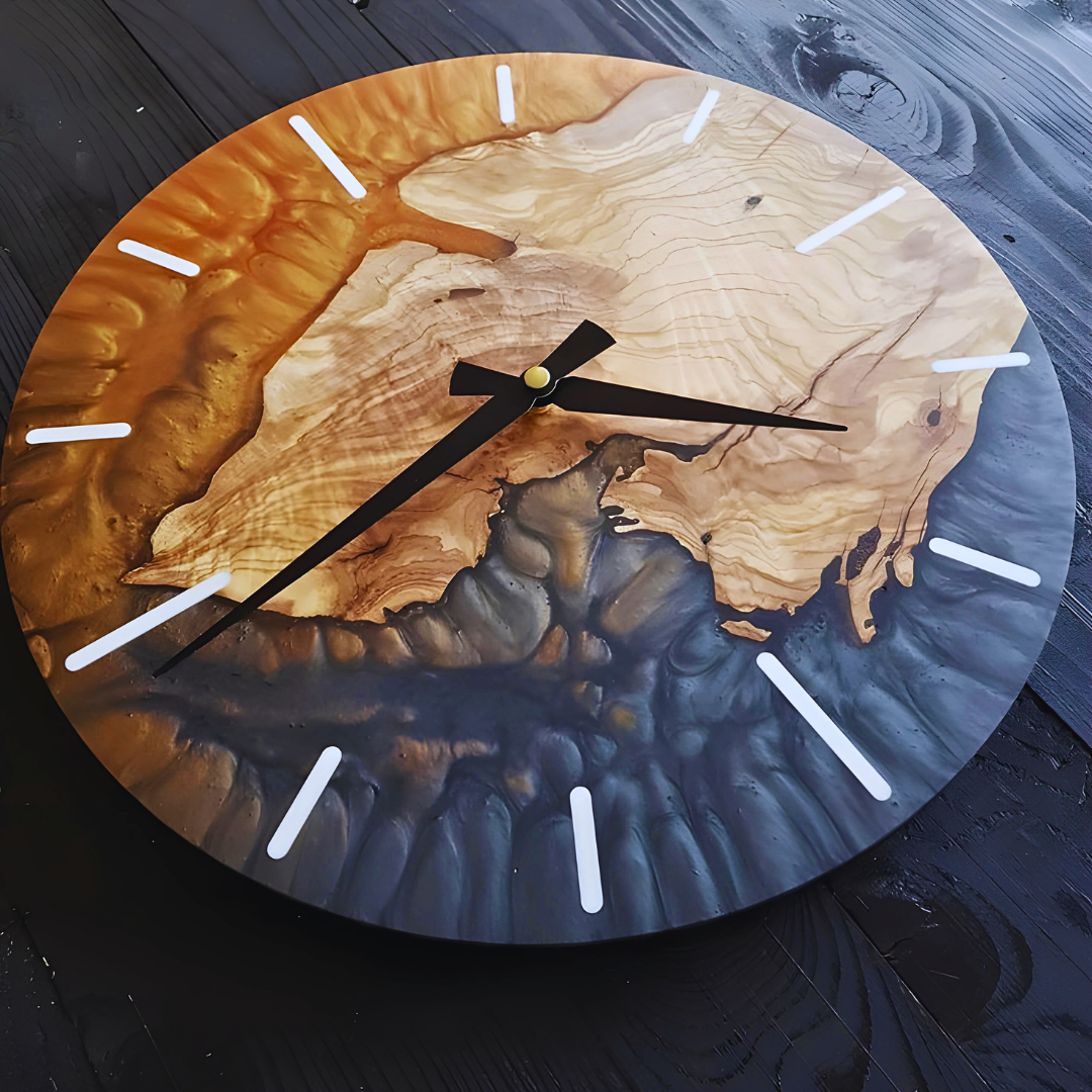 FlameNight Epoxy Resin Clock