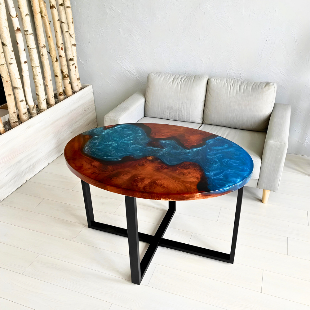 Custom Made Ocean Epoxy Resin Oval Table