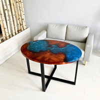 Custom Made Ocean Epoxy Resin Oval Table thumbnail