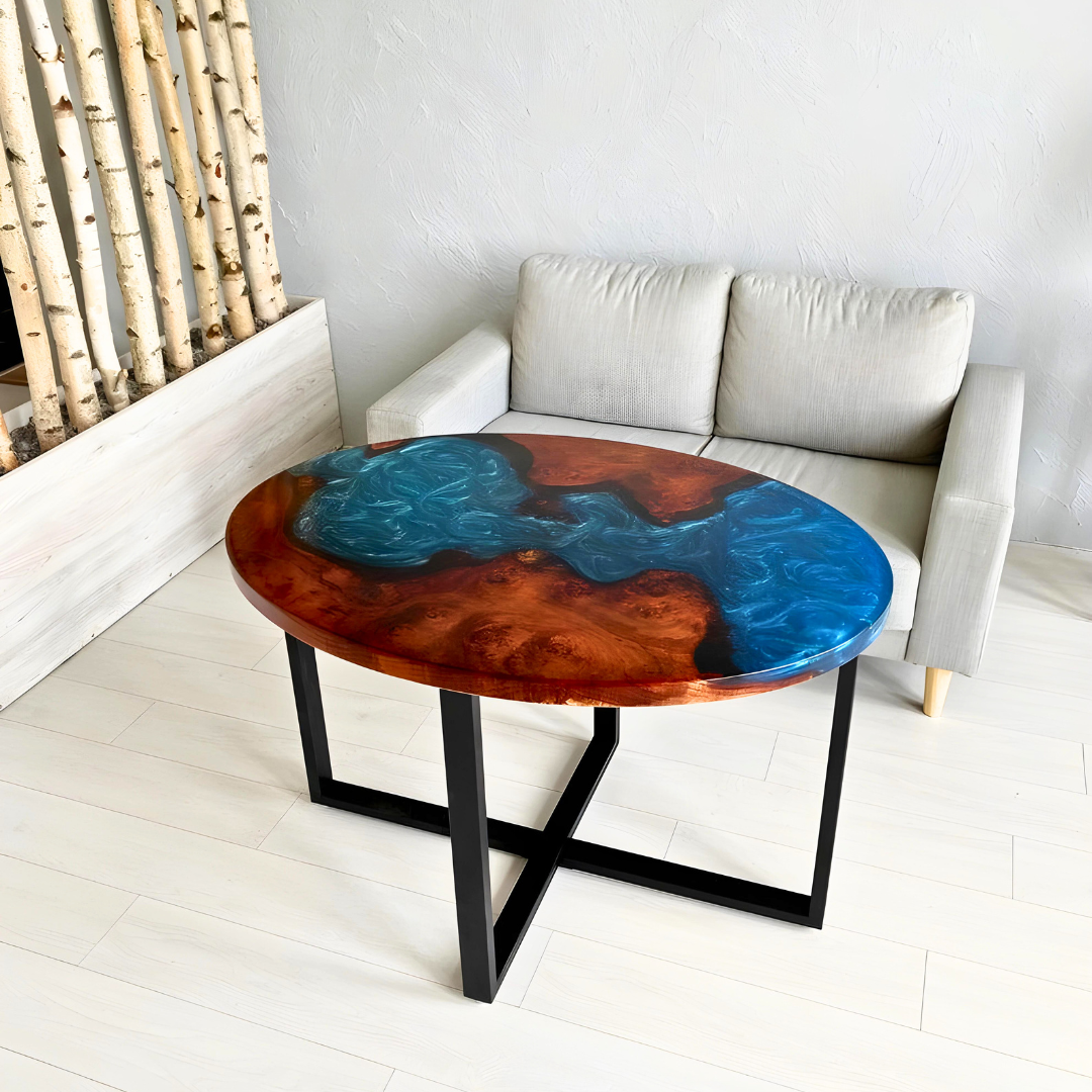 Custom Made Ocean Epoxy Resin Oval Table