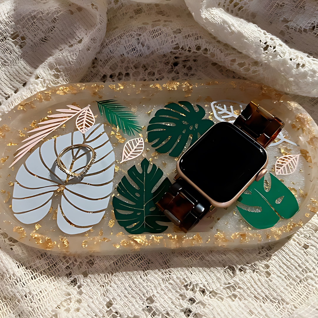 Tropical Leaf Jewelry Resin Tray