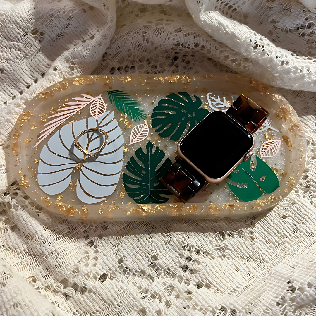 Tropical Leaf Jewelry Resin Tray
