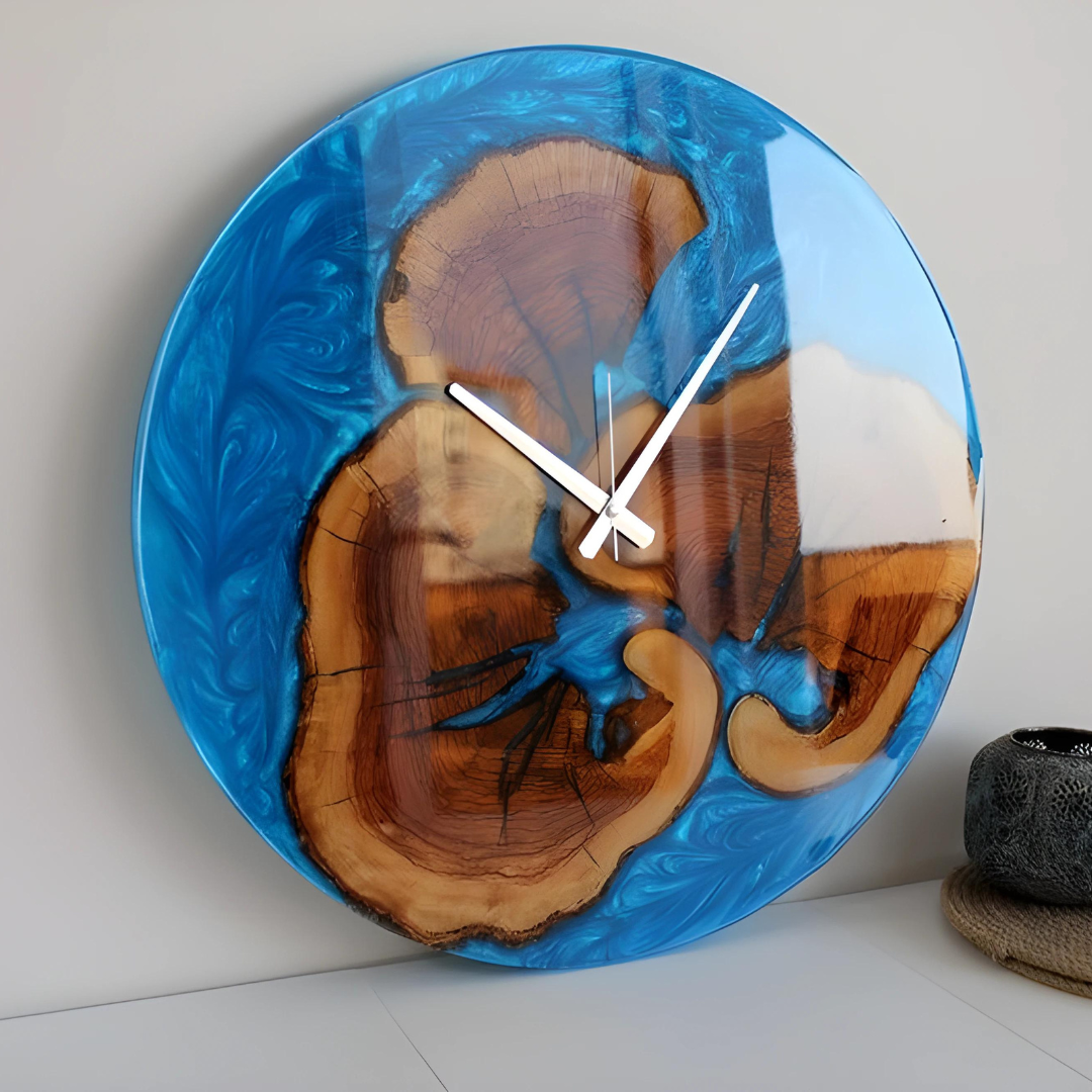 Blue Gem Resin Clock