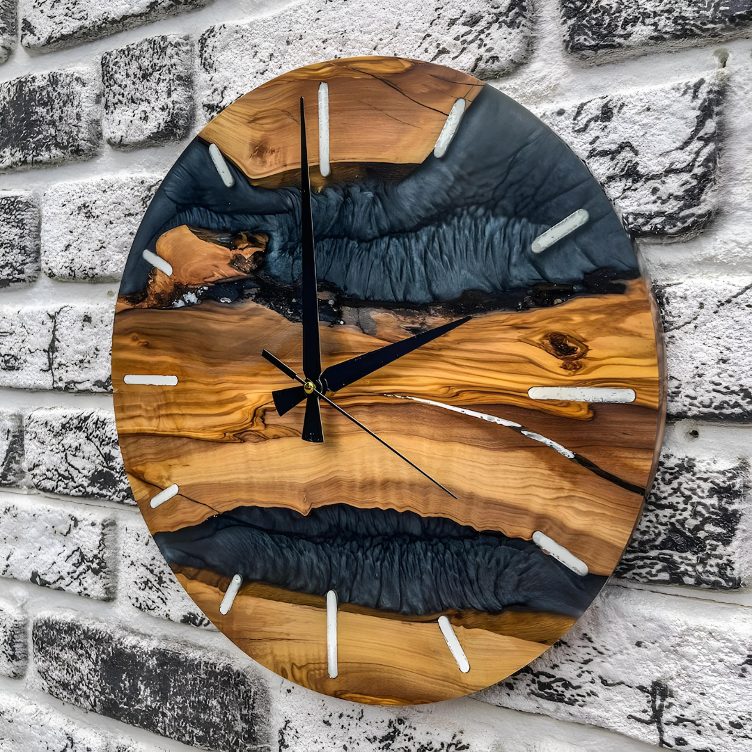 Matt Black Epoxy Clock