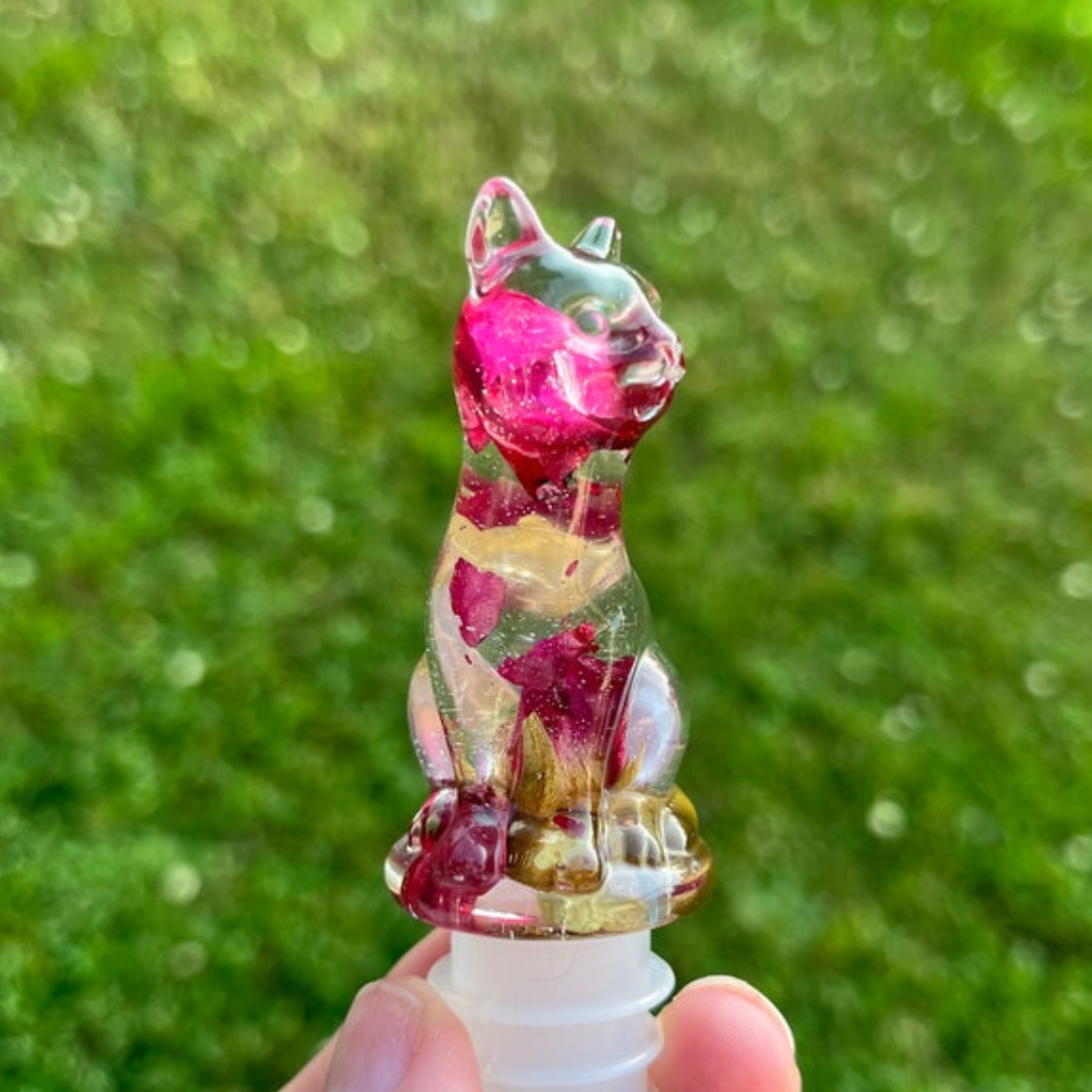 Rose Petal Cat Wine Stopper
