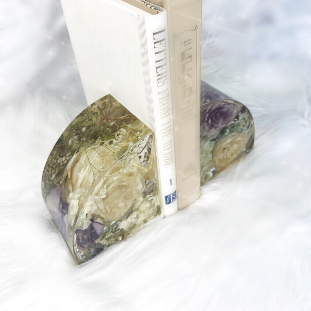 Wild Coast Flowers Epoxy Bookends