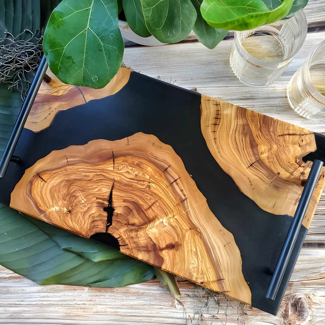 Matte Black Olive Wood Tray